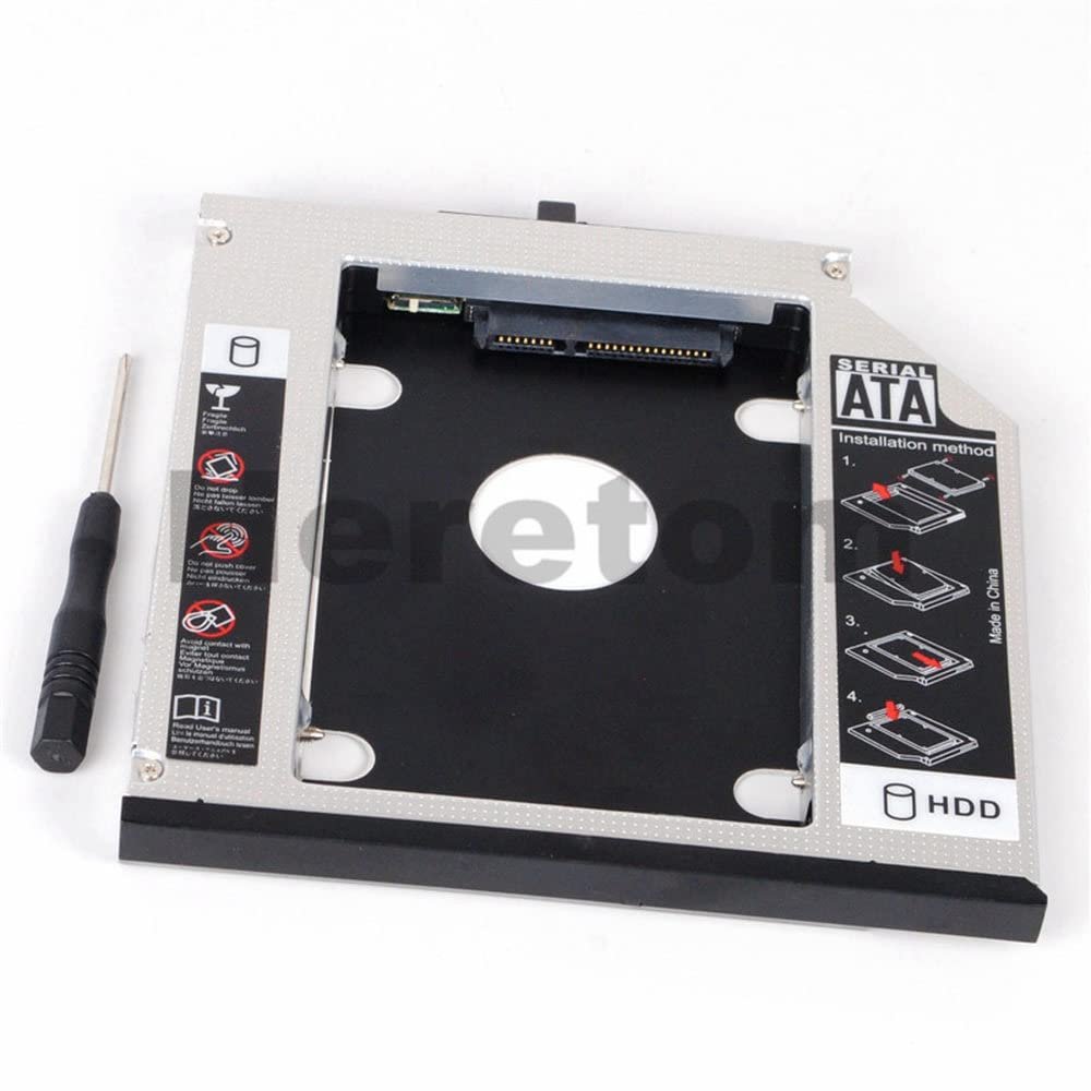 Aluminum 12.7mm SATA to SATA DVD CD-ROM Optibay 2nd HDD SSD Caddy for T420i T520i T430i T530i W700ds Optical Bay