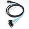 1M Mini SAS 36P SFF 8087 to 4 sata 7P Reverse with Latch Cable Blue core Black Weave Cable 100cm view 2
