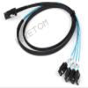 1M Mini SAS 36P SFF 8087 to 4 sata 7P Reverse with Latch Cable Blue core Black Weave Cable 100cm view 4