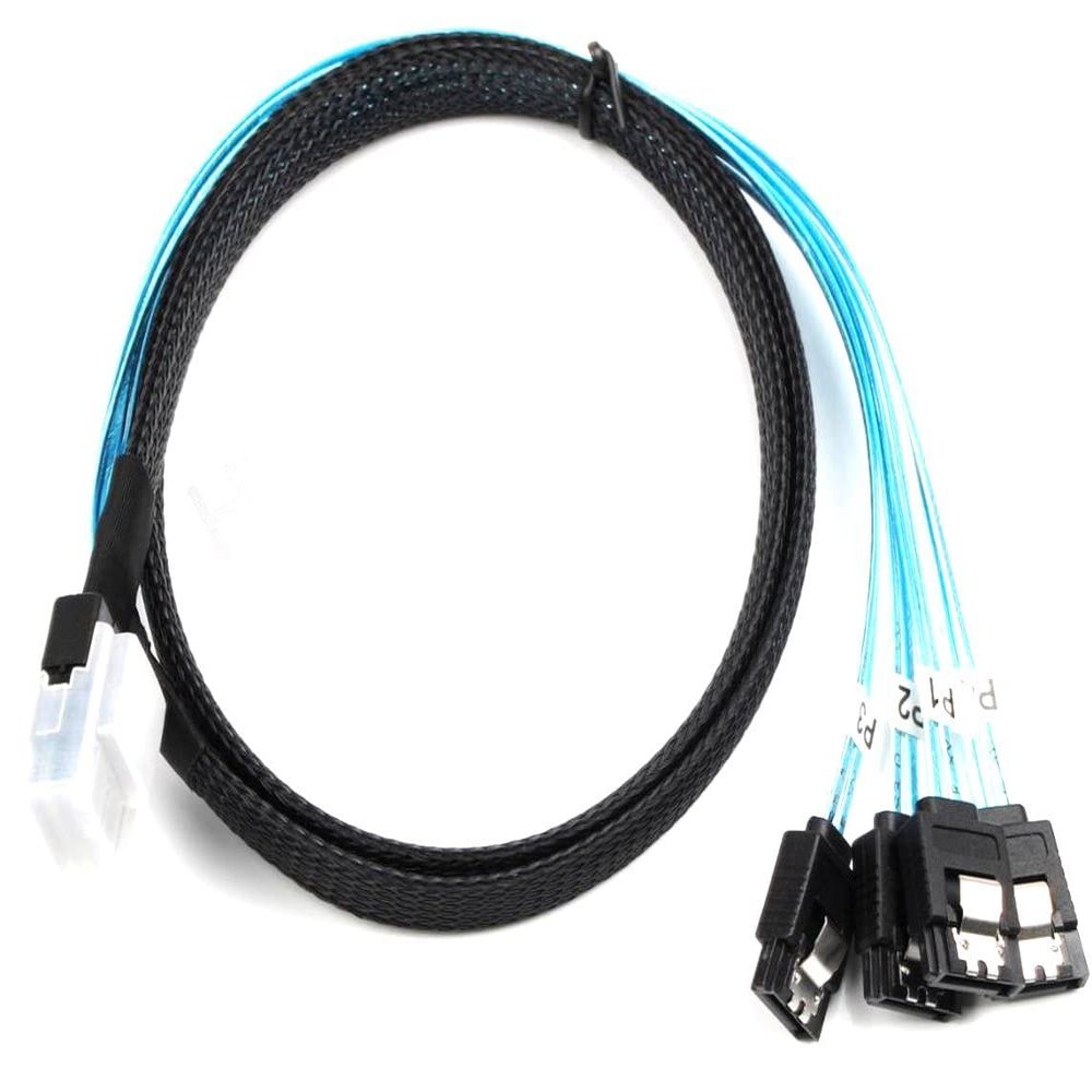 10Pcs/lot Mini-SAS SFF-8087 to 4 SATA Cable Mini SAS 4i SFF8087 36P to 4 SATA 7P Cable 12Gbps Drive Data Cable 100cm