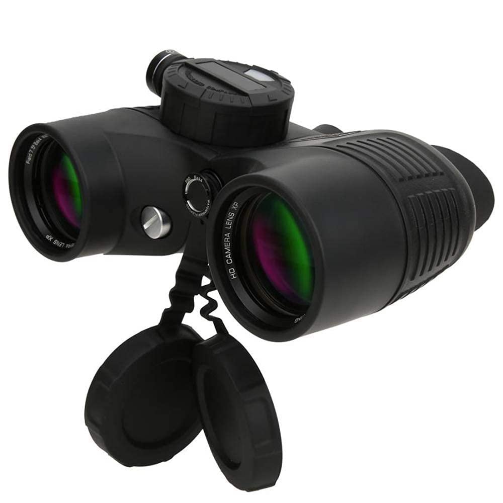 Binoculars with Compass, 7x50 Marine Binoculars for Adults - Bak4 Prism Fmc Lens, Quality Rubber Material - for Birdwatching Hunting Boating and Hiking