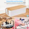 Cable Management Box Organizer, Set of 3 Bamboo Lid Storage Wires Holder to Cover Hide Surge Protector, Power Strips & Cords- with 5 Cables Fastening Tapes for Home, Office, Desk, PC, TV, USB Hub view 2