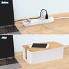 Cable Management Box Organizer, Set of 3 Bamboo Lid Storage Wires Holder to Cover Hide Surge Protector, Power Strips & Cords- with 5 Cables Fastening Tapes for Home, Office, Desk, PC, TV, USB Hub view 4