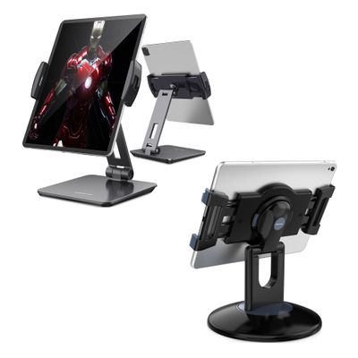 AboveTEK Business Kiosk Aluminum Tablet iPad Stand for Any 4-14" Display Tablets Bundle with Retail Kiosk iPad Stand for Any 6"-13" (Diagonal) Devices