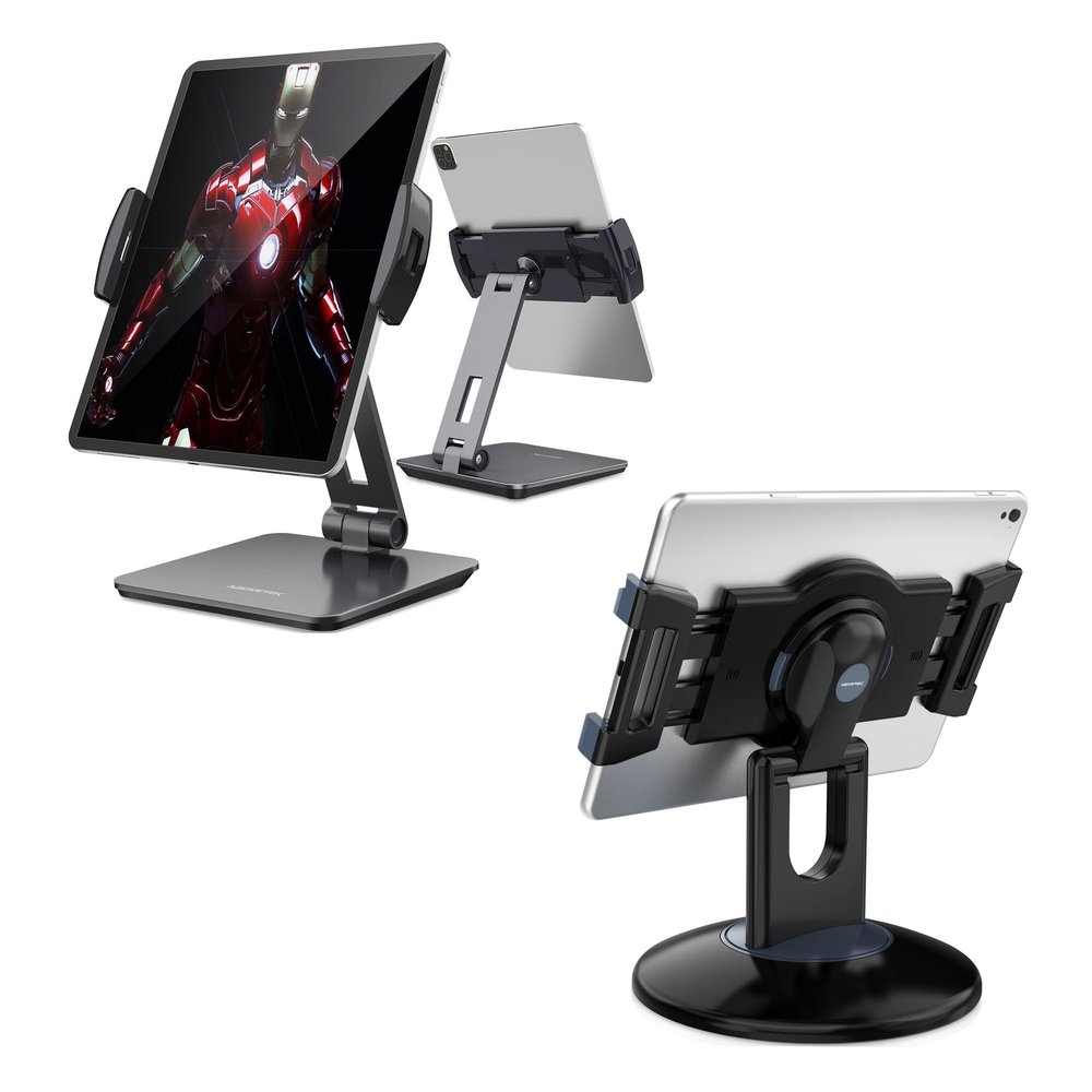 AboveTEK Business Kiosk Aluminum Tablet iPad Stand for Any 4-14" Display Tablets Bundle with Retail Kiosk iPad Stand for Any 6"-13" (Diagonal) Devices