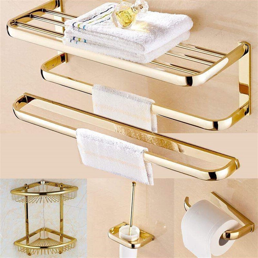 LUOFDCLDDD 1Pcs Home Soap Basket Towel Rack Glass Shelf Bath Hardware Bathroom Accessories Set Gold Brass Square Paper Tissue Holder Towel Bar Assist Bath Handle/Towel Rack