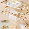LUOFDCLDDD 1Pcs Home Soap Basket Towel Rack Glass Shelf Bath Hardware Bathroom Accessories Set Gold Brass Square Paper Tissue Holder Towel Bar Assist Bath Handle/Towel Rack view 1