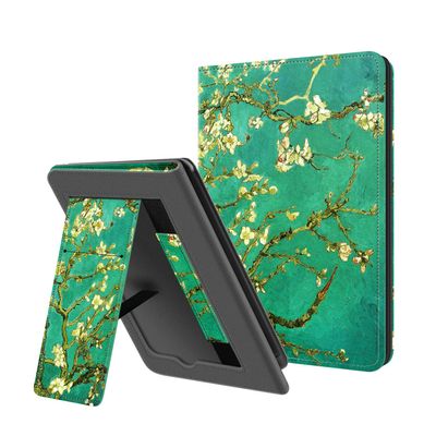 Ayotu Stand Case for Kindle Paperwhite 2021 - with Auto Wake/Sleep, Premium PU Leather Cover with Hand Strap, Only for Kindle Paperwhite 11th Generation 2021 and Signature Edition,The Apricot Flower