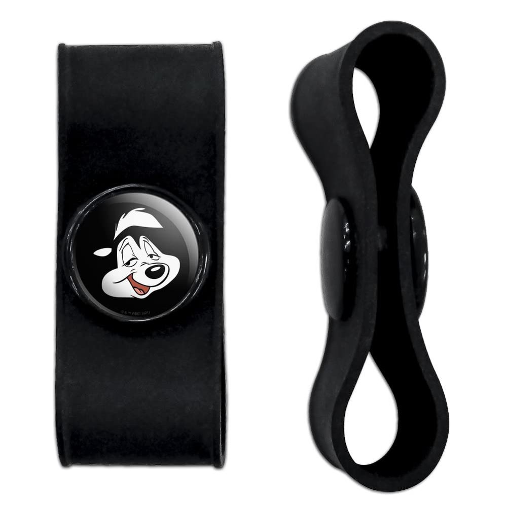 GRAPHICS & MORE Looney Tunes Pepe Face Headphone Earbud Cord Wrap - Charging Cable Manager - Wire Organizer Set of 2 - Black