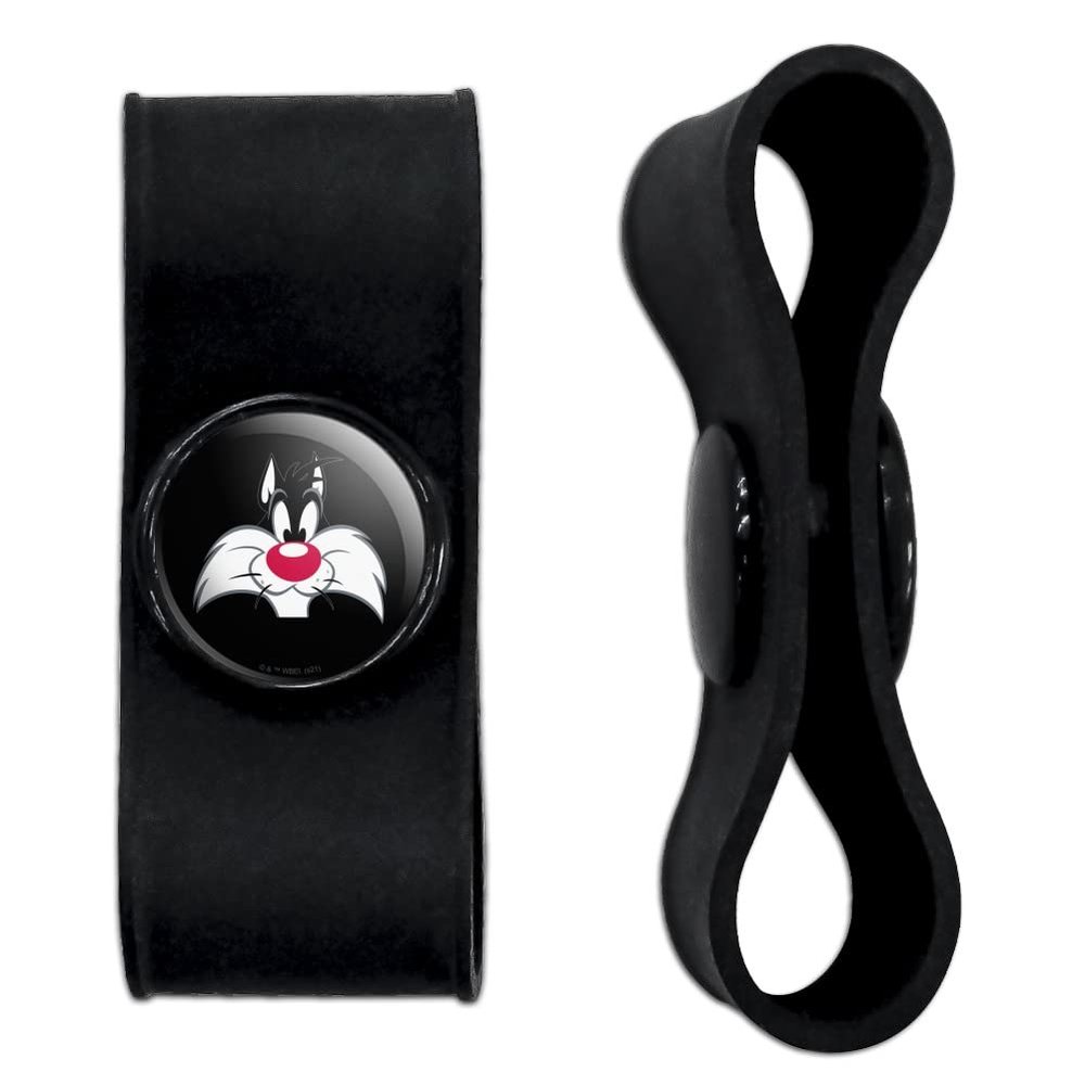 GRAPHICS & MORE Looney Tunes Sylvester Face Headphone Earbud Cord Wrap - Charging Cable Manager - Wire Organizer Set of 2 - Black