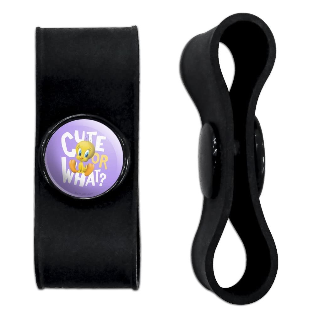 GRAPHICS & MORE Looney Tunes Tweety Cute or What Headphone Earbud Cord Wrap - Charging Cable Manager - Wire Organizer Set of 2 - Black