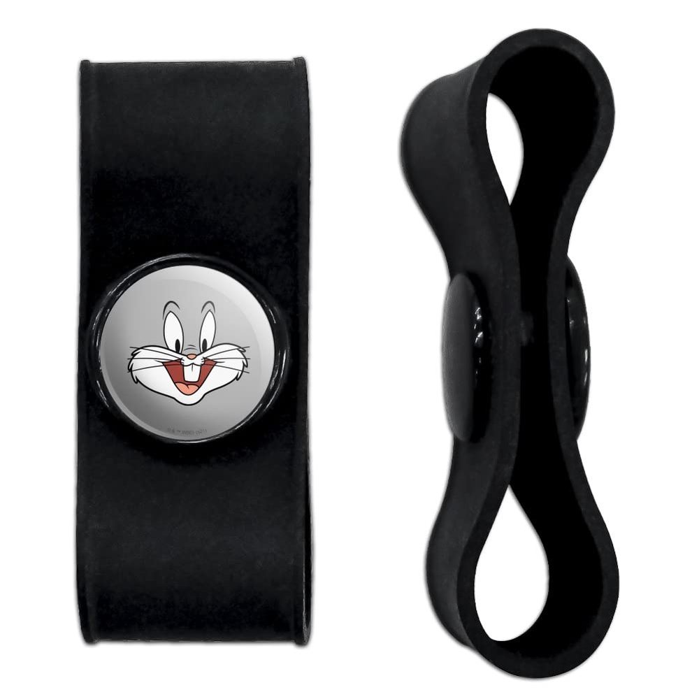 GRAPHICS & MORE Looney Tunes Bugs Face Headphone Earbud Cord Wrap - Charging Cable Manager - Wire Organizer Set of 2 - Black