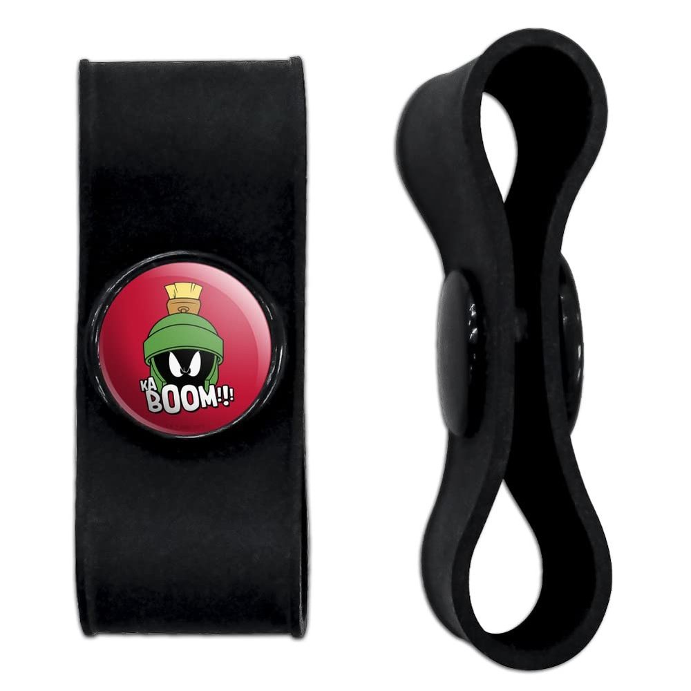 GRAPHICS & MORE Looney Tunes Marvin The Martian Kaboom Headphone Earbud Cord Wrap - Charging Cable Manager - Wire Organizer Set of 2 - Black