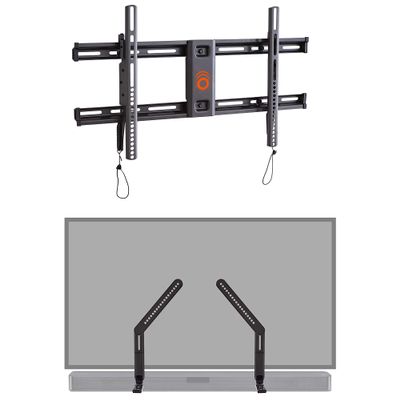 ECHOGEAR Wall Mount for Big TVs & Sound Bar Mounting Bracket - for TVs Up to 90" - Height Adjustable Soundbar Mount