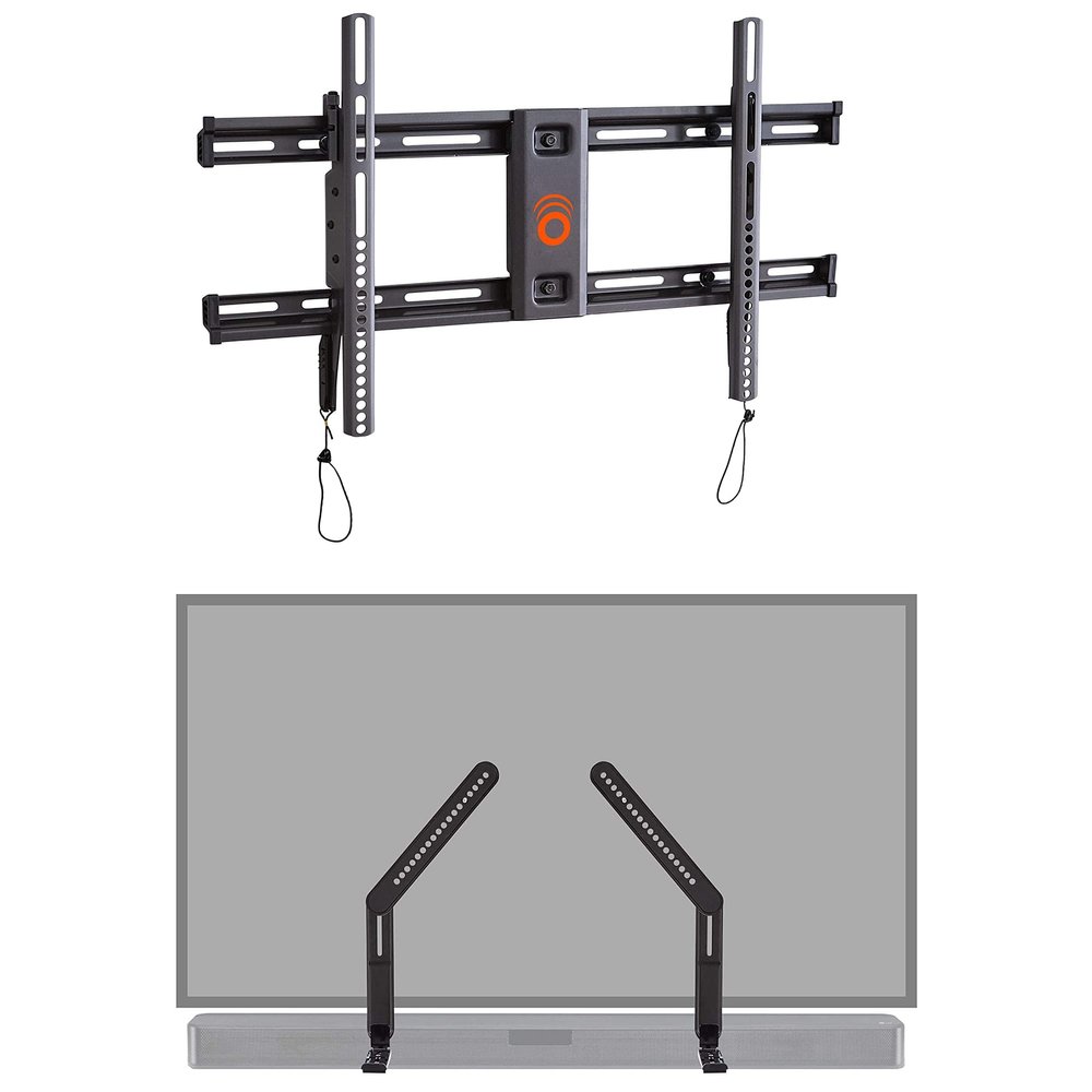 ECHOGEAR Wall Mount for Big TVs & Sound Bar Mounting Bracket - for TVs Up to 90" - Height Adjustable Soundbar Mount