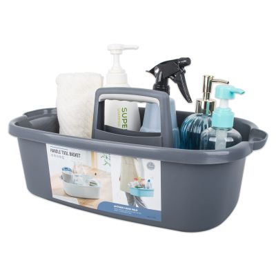 JiatuA Large Cleaning Supplies Caddy Portable Shower Basket Supply Organizer with Handle Plastic Bucket Tool Storage for Bathroom, Bedroom, Kitchen, College Dorm, Garden, Dark Gray