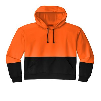 CornerStone Unisex Enhanced Visibility Fleece Pullover Hoodie | Vibrant Neon Sweatshirt for Work, Lightweight Fleece Jacket, Safety Orange, Small