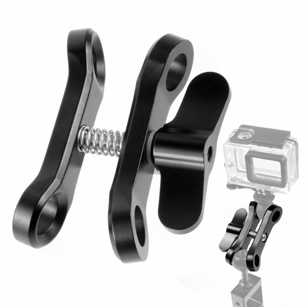 BGNing Aluminum Diving Ball Clamp 2 Holes Long Butterfly Clip SLR Camera Light Arm Tray Bracket Mount Adapter Underwater Photography