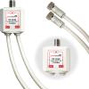 GROWORD Satellite Splitter 5-2500MHz, 2-Way CATV Splitter with RG6 Coaxial Cable and 2 Connectors, for Pass Power to LNB, Improve HD TV Satellite Antenna Signal Quality, Corrosion Resistant view 1