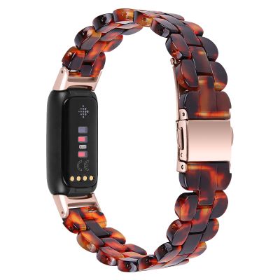AISPORTS Resin Band Compatible for Fitbit Luxe Band for Women Men, Stylish Slim Lightweight Resin Bracelet Stainless Steel Metal Buckle Replacement Band for Fitbit Luxe Fitness and Wellness Tracker