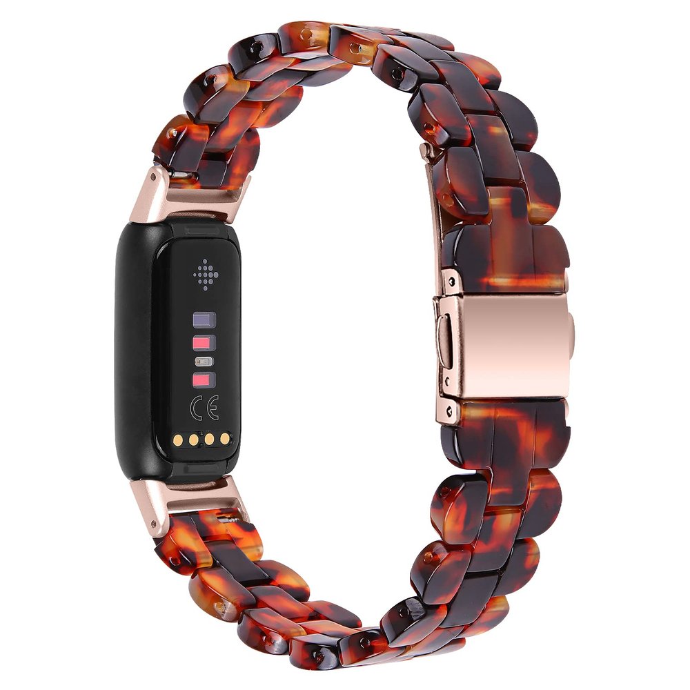 AISPORTS Resin Band Compatible for Fitbit Luxe Band for Women Men, Stylish Slim Lightweight Resin Bracelet Stainless Steel Metal Buckle Replacement Band for Fitbit Luxe Fitness and Wellness Tracker