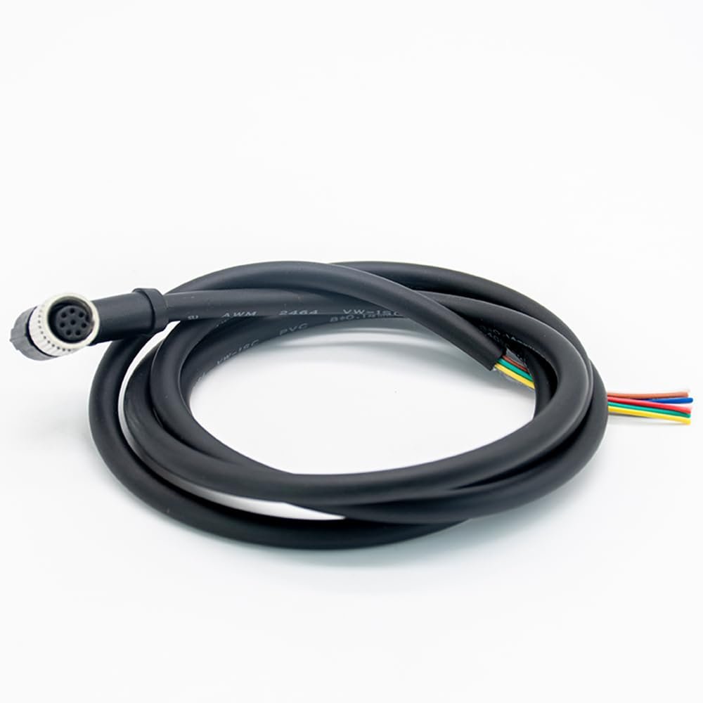 Elecbee M8 Connector A Code Female Right Angle Solder Type Single Ended Cable Molded Cable 1M (8 Pin)