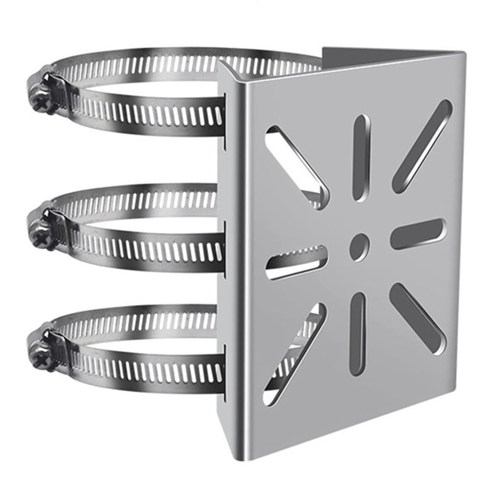 Stainless Steel Universal Vertical Pole Mount Adapter with 3 Loops Wall Mounting Loop Bracket for CCTV Security Cameras IP Cameras (Bracket n 300mm Hoop)
