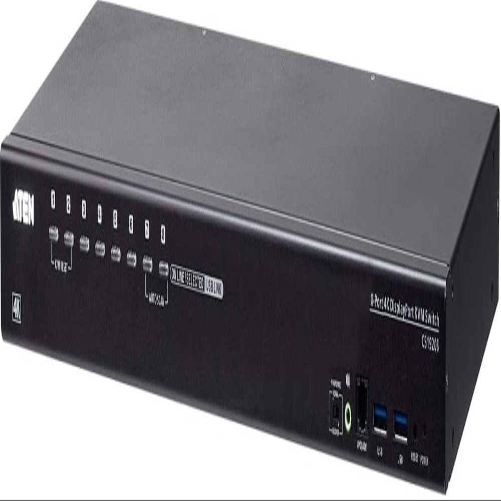 ATEN CS19208 8-Port USB 3.0 4K DisplayPort KVM Switch with Rack Mounting Kit