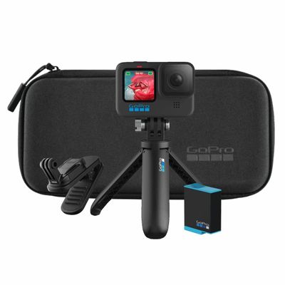 HERO10 Black Accessory Bundle - Includes HERO10 Black Camera, Shorty (Mini Extension Pole + Grip), Magnetic Swivel Clip, Rechargeable Batteries (2 Total), and Camera Case