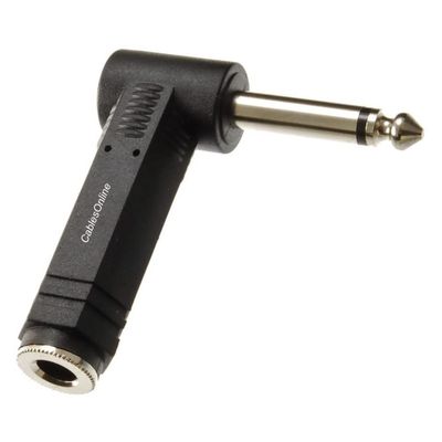 CablesOnline, Right-Angle 1/4" (6.35mm) TS Mono Male to 1/4" (6.35mm) TS Mono Female Audio Adapter, AV-A61