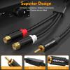 HOSONGIN RCA Splitter 1 Male 2 Female Audio Cable (2 Pack), 24K Gold-Plated Plug, Cotton Braided Jacket, Dual Shielded Y Splitter Adapter for Amplifiers, TV, Home Theater, Hi-Fi Systems -12 inch view 4