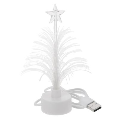 Mini Christmas Tree USB with Fiber Optic LED Lights - 7 Colors Changing for Bedroom Desk Table Xmas Small Decorations