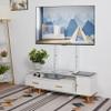 unho Universal Against The Wall TV Stand Floor: Free Standing Mount Stand with Height Adjustable Bracket for TV Bench Compatible with 32-65 inch Flat Panel LED LCD Plasma Screens (White) view 3