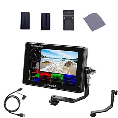 FEELWORLD LUT7 7 Inch 2200nits 3D LUT Touch Screen 4K HDMI Input/Output Full HD 1920x1200 IPS DSLR Camera Field Monitor Built in Waveform Monitoring with Battery, Charger and Lens Clean Cloth