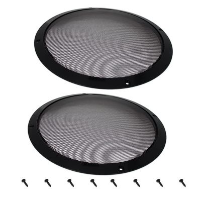 Heyiarbeit 2Pcs 10" Speaker Grill Cover Round Metal Mesh Speaker Grills Guard Protector Mesh Speaker Decorative Circle Black with Screws