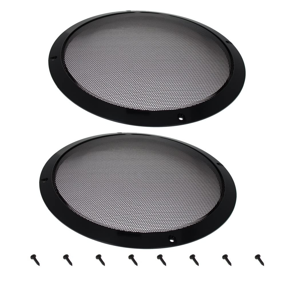 Heyiarbeit 2Pcs 10" Speaker Grill Cover Round Metal Mesh Speaker Grills Guard Protector Mesh Speaker Decorative Circle Black with Screws