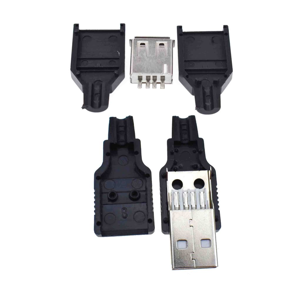 10pcs USB Plug Replacement 4 PIN Type A Female Male Socket Connector Solder Terminal Repair AWG Wire Cable DIY Kit Jack (5 pairs)