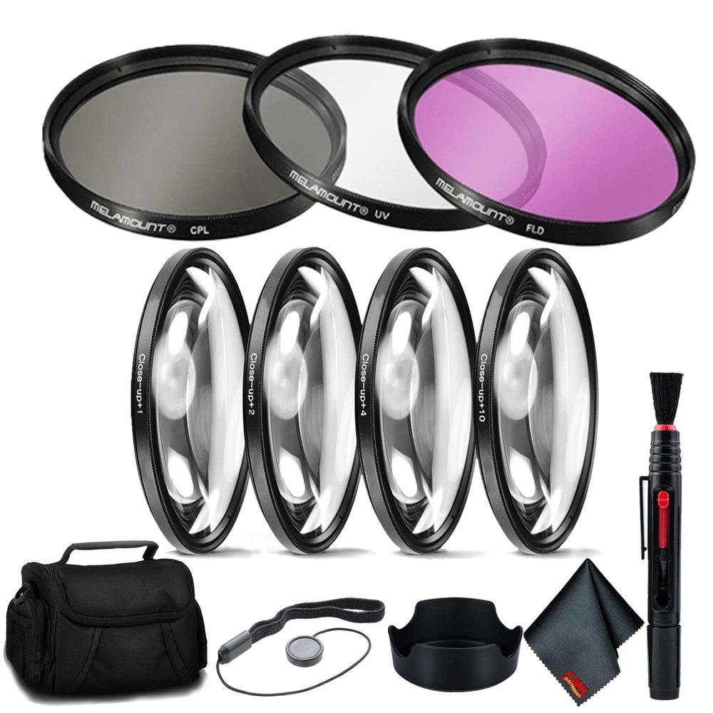 55mm Advanced Lens Kit - Includes UV/CPL/FLD Filters, Close-Up Set, Tulip Hood, Padded Case, Cleaning Kit & Cap Keeper - Fits 55mm Lenses