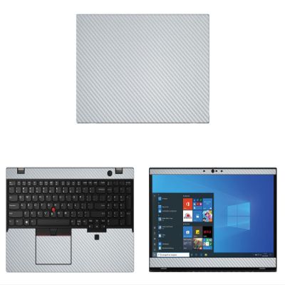 Decalrus - Protective Decal for The Lenovo ThinkPad L15 (2nd Gen.) (15.6" Screen) Laptop Silver Carbon Fiber Vinyl Cover wrap CFlenovoThnkpd_L15gen2Silver