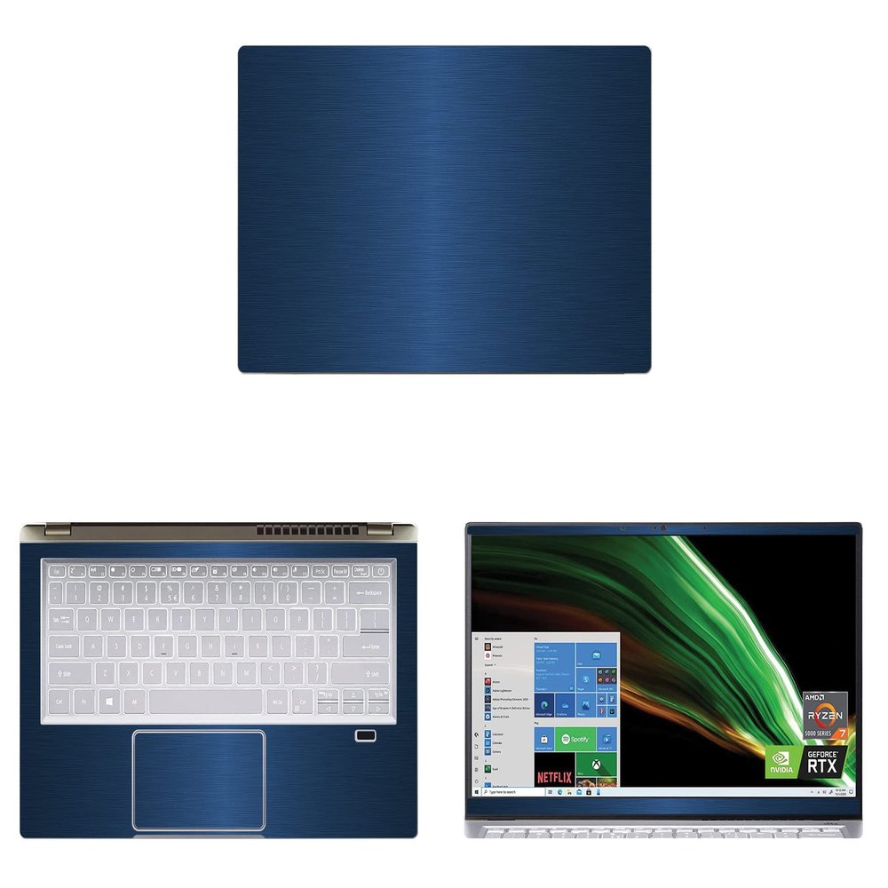 Decalrus - Protective Decal for The Acer Swift X SFX14 (14" Screen) Laptop Blue Texture Brushed Aluminum Cover wrap BAacerSwift14_sfx14Blue