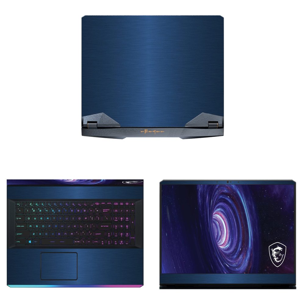 Decalrus - Protective Decal for The MSI GE76 Raider (17.3" Screen) Laptop Blue Texture Brushed Aluminum Vinyl Cover wrap BAmsiGE76_raiderBlue
