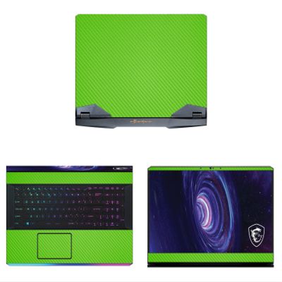 Decalrus - Protective Decal for The MSI GE76 Raider (17.3" Screen) Laptop Green Carbon Fiber Vinyl Cover wrap CFmsiGE76_raiderGreen