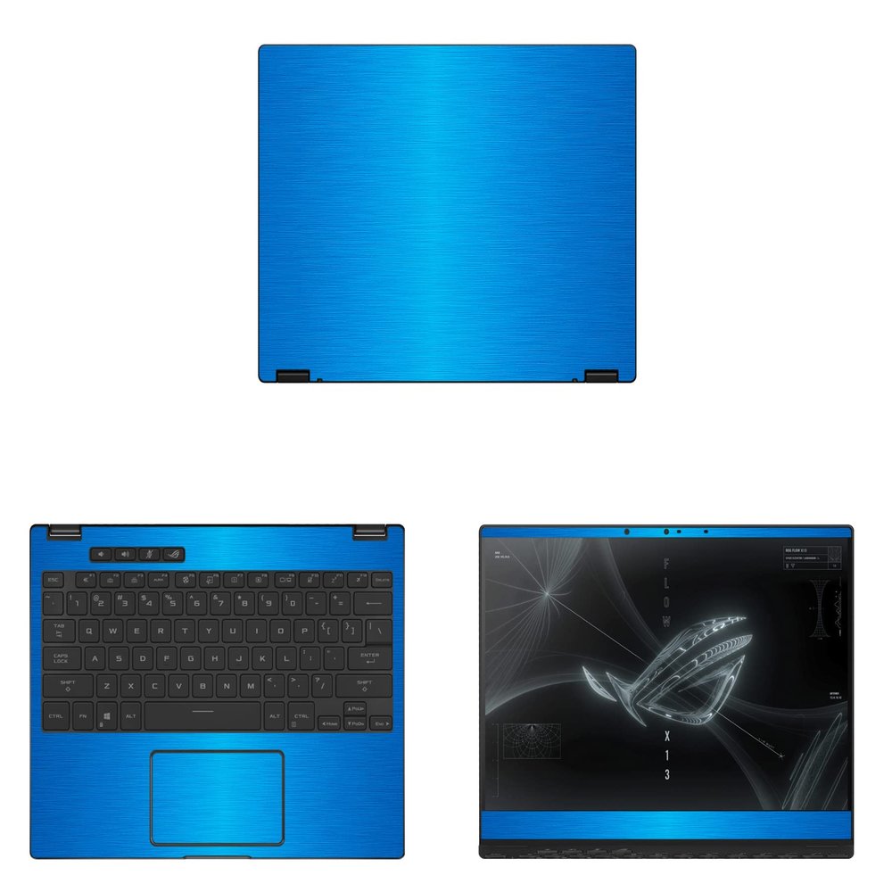 Decalrus - Protective Decal for The Asus ROG Flow X13 GV301 (13.4" Screen) Laptop LITE Blue Texture Brushed Aluminum wrap BAasusRogFlowX13_GV301LiteBlue