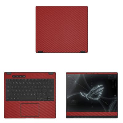 Decalrus - Protective Decal for The Asus ROG Flow X13 GV301 (13.4" Screen) Laptop RED Carbon Fiber wrap CFasusRogFlowX13_GV301Red