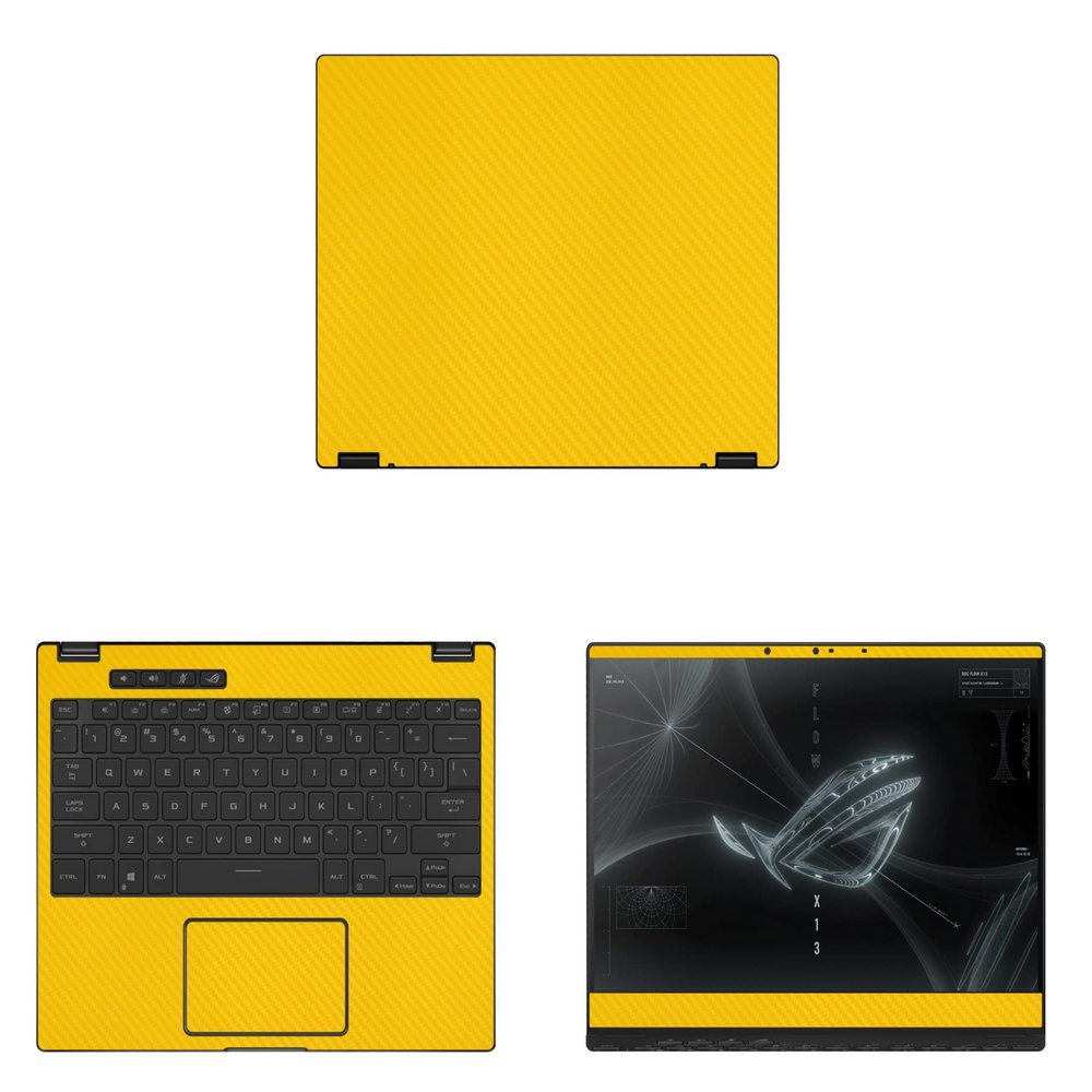 Decalrus - Protective Decal for The Asus ROG Flow X13 GV301 (13.4" Screen) Laptop Yellow Carbon Fiber wrap CFasusRogFlowX13_GV301Yellow