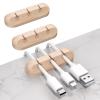 SOULWIT Cable Holder Clips, 3-Pack Cable Management Cord Organizer Clips Silicone Self Adhesive for Desktop USB Charging Cable Nightstand Power Cord Mouse Cable Wire PC Office Home - Wood Grain view 1