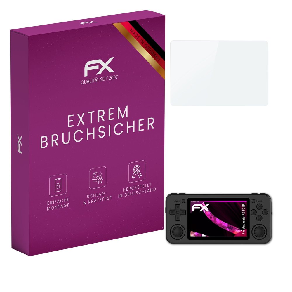 atFoliX Plastic Glass Protective Film compatible with Anbernic RG351P, 9H Hybrid-Glass FX Screen Protector