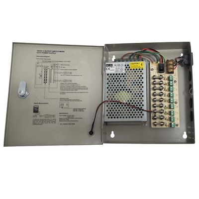 Yuarise 9 Channel/Port DC 12V 10 Amp Security Camera Power Supply Distribution with Metal Box for Security Cameras, IP Cameras, CCTV DVR Surveillance System, 9CH 10A