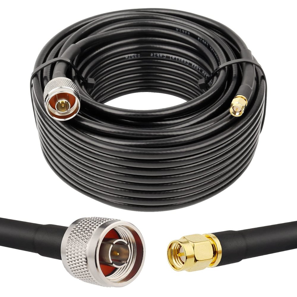 MOOKEERF KMR240 N Male to SMA Male Cable - 50FT Ultra Low Loss SMA to N Cable 50 ohm for WiFi Router/GPS Receiver/Antenna/Signal Booster Use