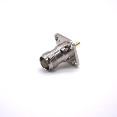 Elecbee TNC Connector 4 Hole Flange Female Straight 50 Panel Mount Bulkhead Fitting Solder Termination Female Straight 4 Hole Flange TNC Connector